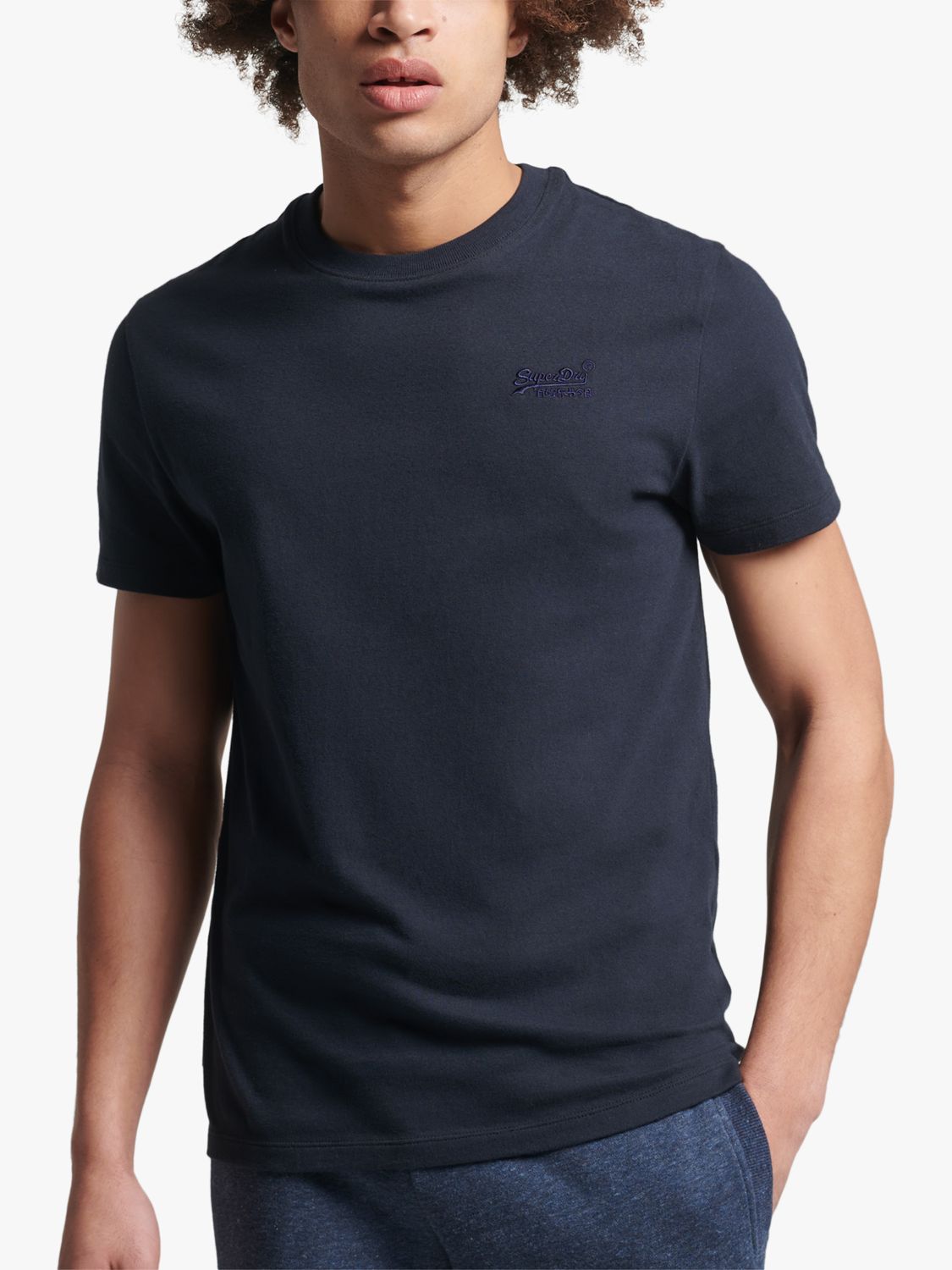 Superdry Organic Cotton Logo & Navy at Embroidered T-Shirt, Partners John Eclipse Vintage Lewis