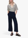 Whistles Cropped Nicola Elasticated Trousers, Navy