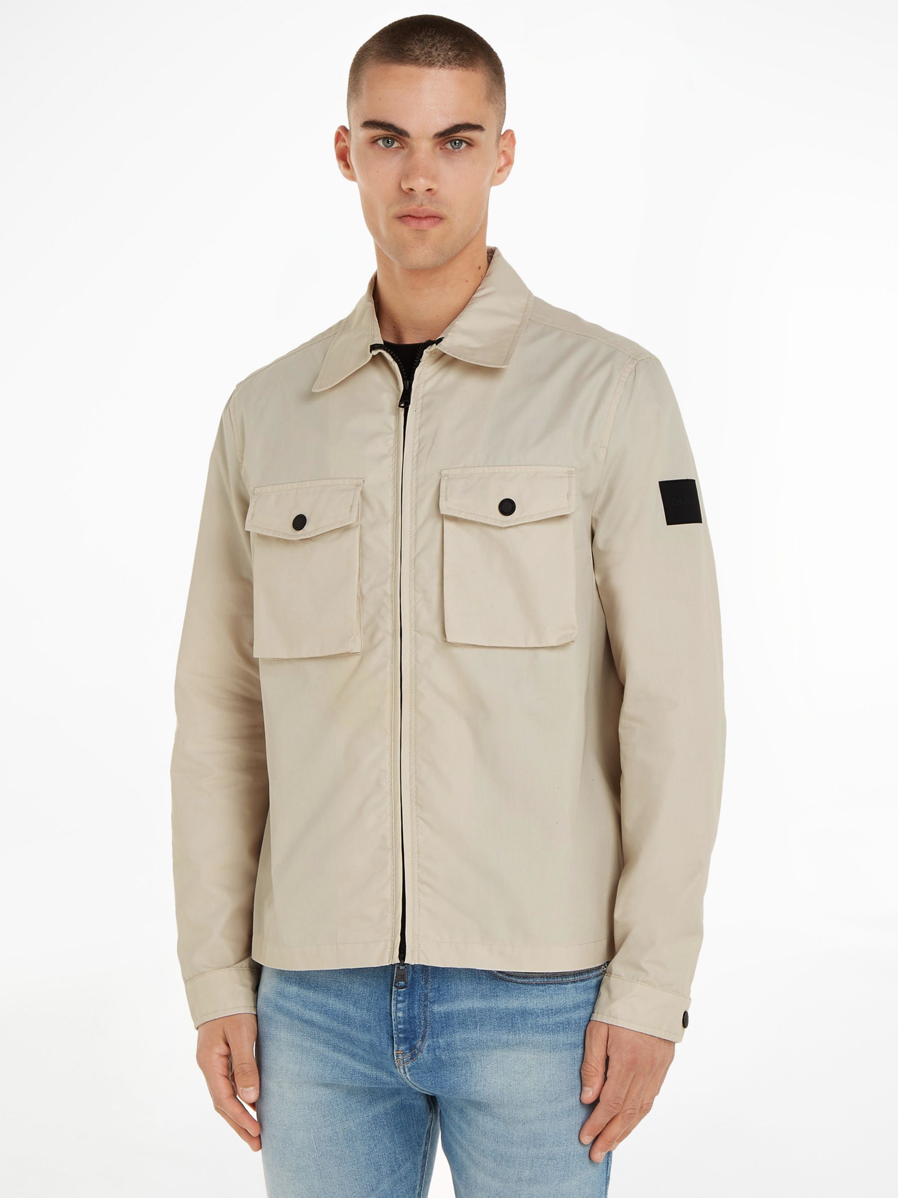 Calvin Klein Recylced Light Shirt Jacket, Stony Beige