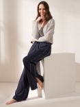 Truly Side Stripe Wide Leg Joggers, French Navy