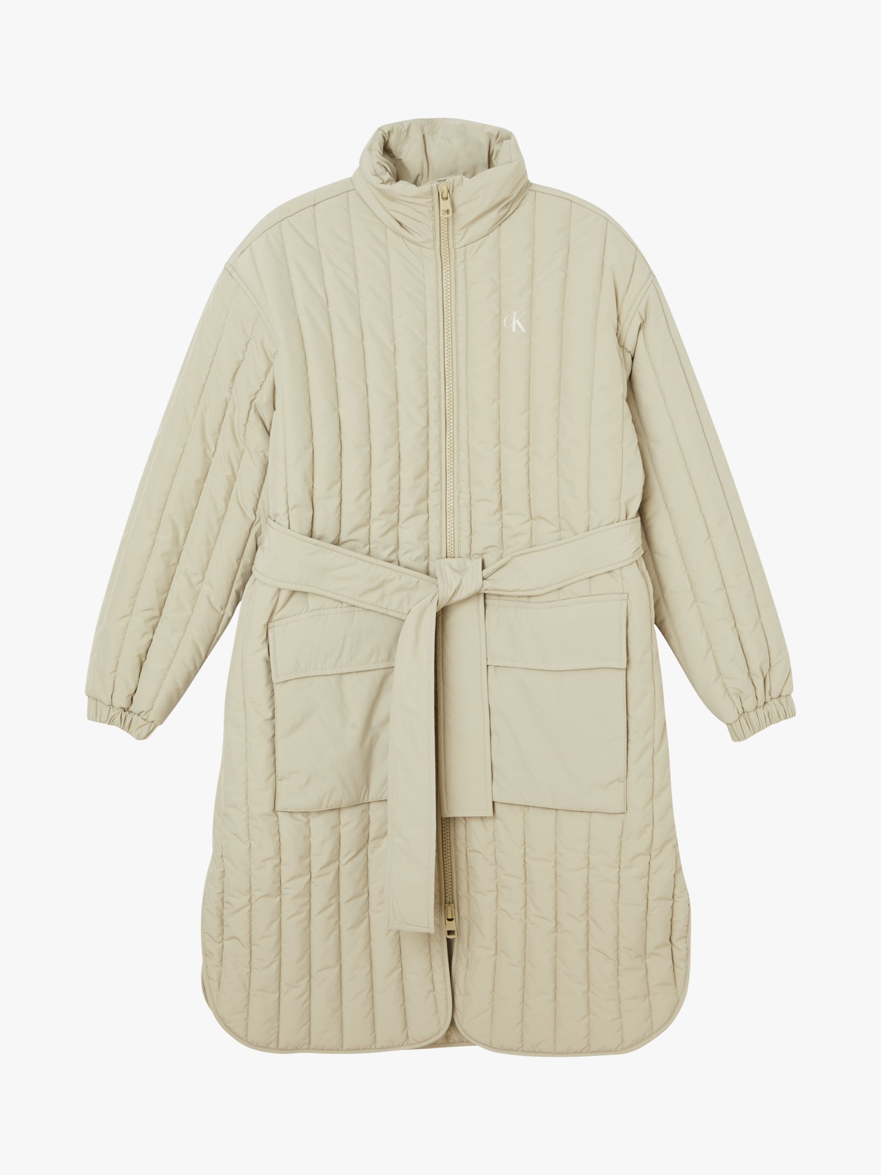 Calvin Klein Jeans Belted Quilted Jacket, Wheat Fields at John Lewis &  Partners
