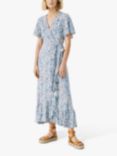 Part Two Clarina Floral Print Midi Wrap Dress, Blue Painted Flower