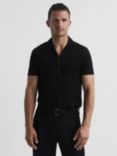 Reiss Caspa Cuban Collar Short Sleeve Shirt, Black