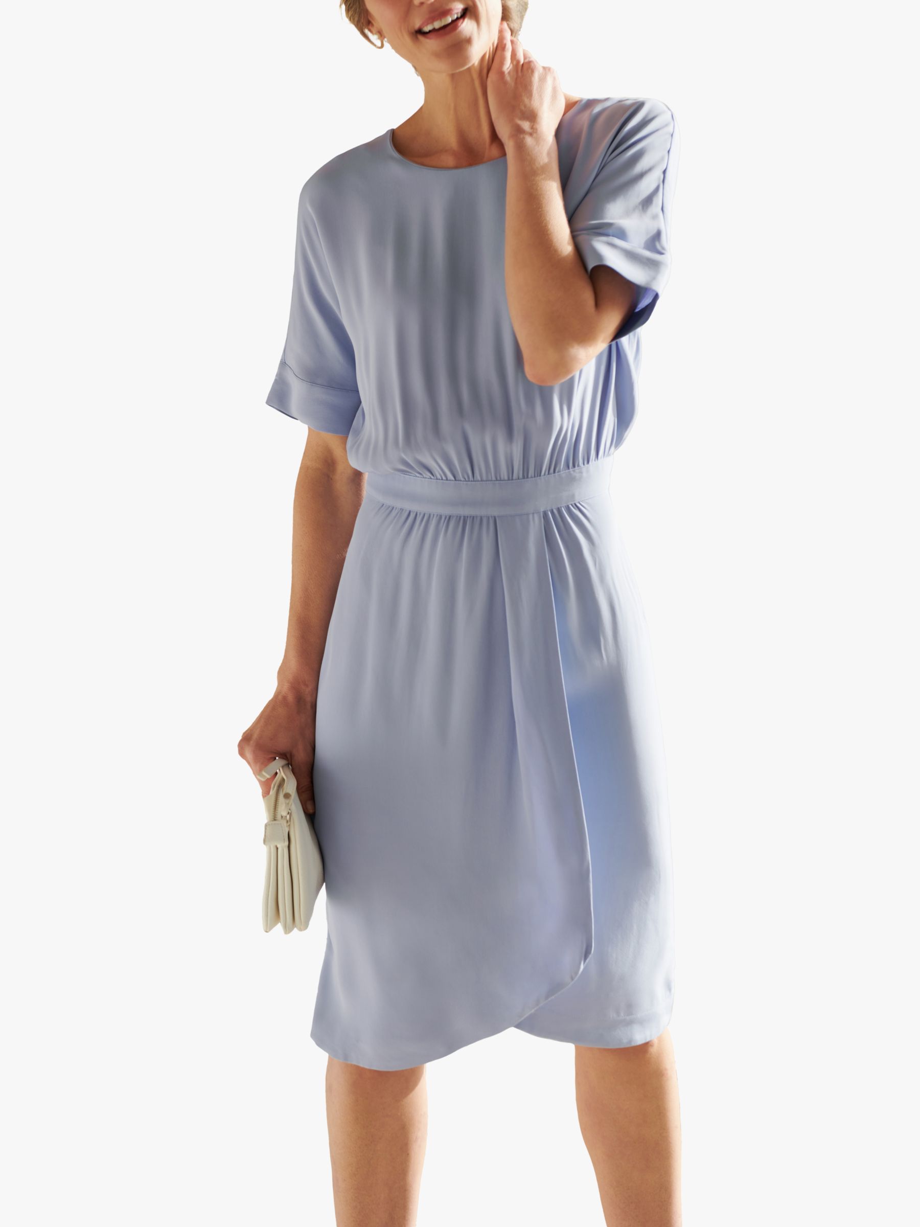 Pure Collection Frill Detail Dress, Light Blue, 20