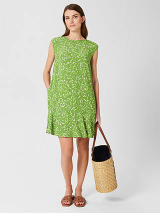 Hobbs Catalina Floral Knee Length Shift Dress, Lime Green/Ivory