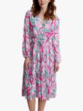 Gina Bacconi Mindi Wrap Floral Midi Dress, Green/Pink