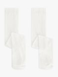 John Lewis Kids' Opaque Tights, Pack of 2, White