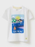 Crew Clothing Kids' Sea View Print T-Shirt, White/Aqua Blue