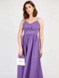 Little Mistress Ruched Bodice Midi Dress, Purple