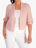 chesca Cotton Rib Knit Cropped Cardigan, Pink