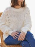 Pure Collection Linen Cotton Stitch Texture Jumper, Ivory