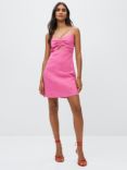 Mango Ruched Linen Mini Dress, Bright Pink
