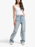 Superdry Organic Vintage Wide Leg Distressed Jeans, Spring Vintage