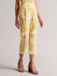 Ted Baker Kaylani Textured Floral Print Cropped Trousers, Yellow