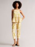 Ted Baker Kaylani Textured Floral Print Cropped Trousers, Yellow