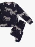 Chelsea Peers Kids' Zebra Classic Pyjama Set, Navy