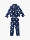 Chelsea Peers Kids' Sparkle Star Shirt Pyjamas, Navy