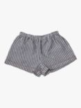 Piglet in Bed Stripe Linen Pyjama Shorts, Midnight