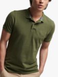 Superdry Classic Pique Organic Cotton Polo Shirt, Thrift Olive Marl