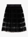DKNY Kids' Flock Logo Mesh Skirt, Black