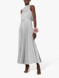 Closet London Bridesmaid Satin Pleated Maxi Dress, Silver