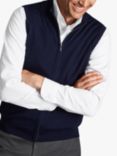 Charles Tyrwhitt Merino Wool Zip Sleeveless Cardigan, Navy