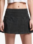 Superdry Vintage Pleated Cord Mini Skirt, Bison Black