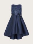 Monsoon Kids' Anika High Low Bridesmaid Dress, Navy