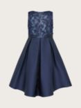 Monsoon Kids' Anika High Low Bridesmaid Dress, Navy