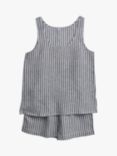 Piglet in Bed Stripe Linen Cami & Shorts Pyjama Set, Midnight