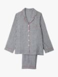 Piglet in Bed Stripe Linen Shirt & Trouser Pyjama Set, Midnight, Midnight