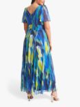 Scarlett & Jo Isabelle Abstract Print Float Sleeve Maxi Dress, Blue/Yellow