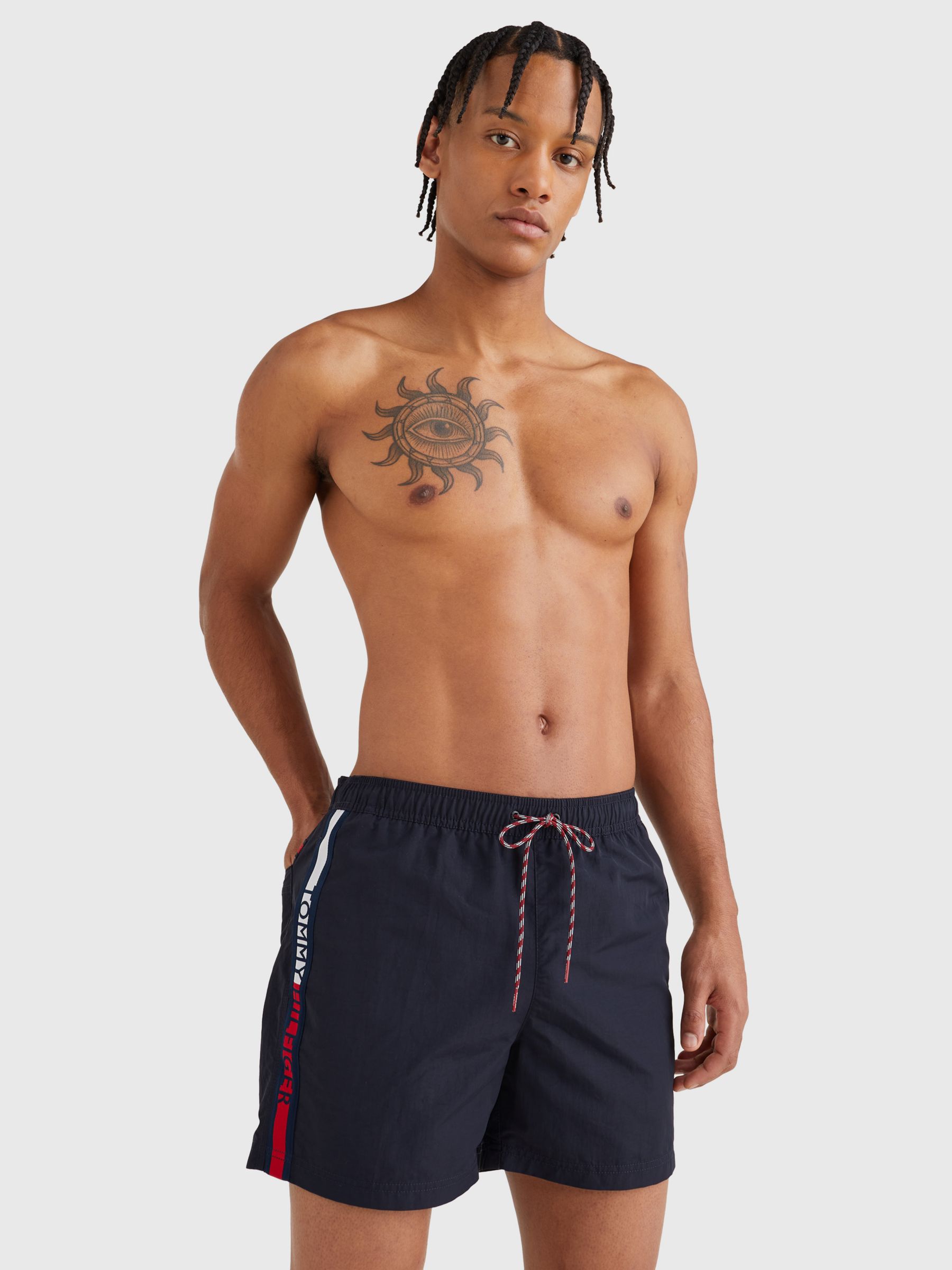 Mens Clothing Beachwear Tommy Hilfiger Synthetic Drawstring Swim Shorts Black for Men 