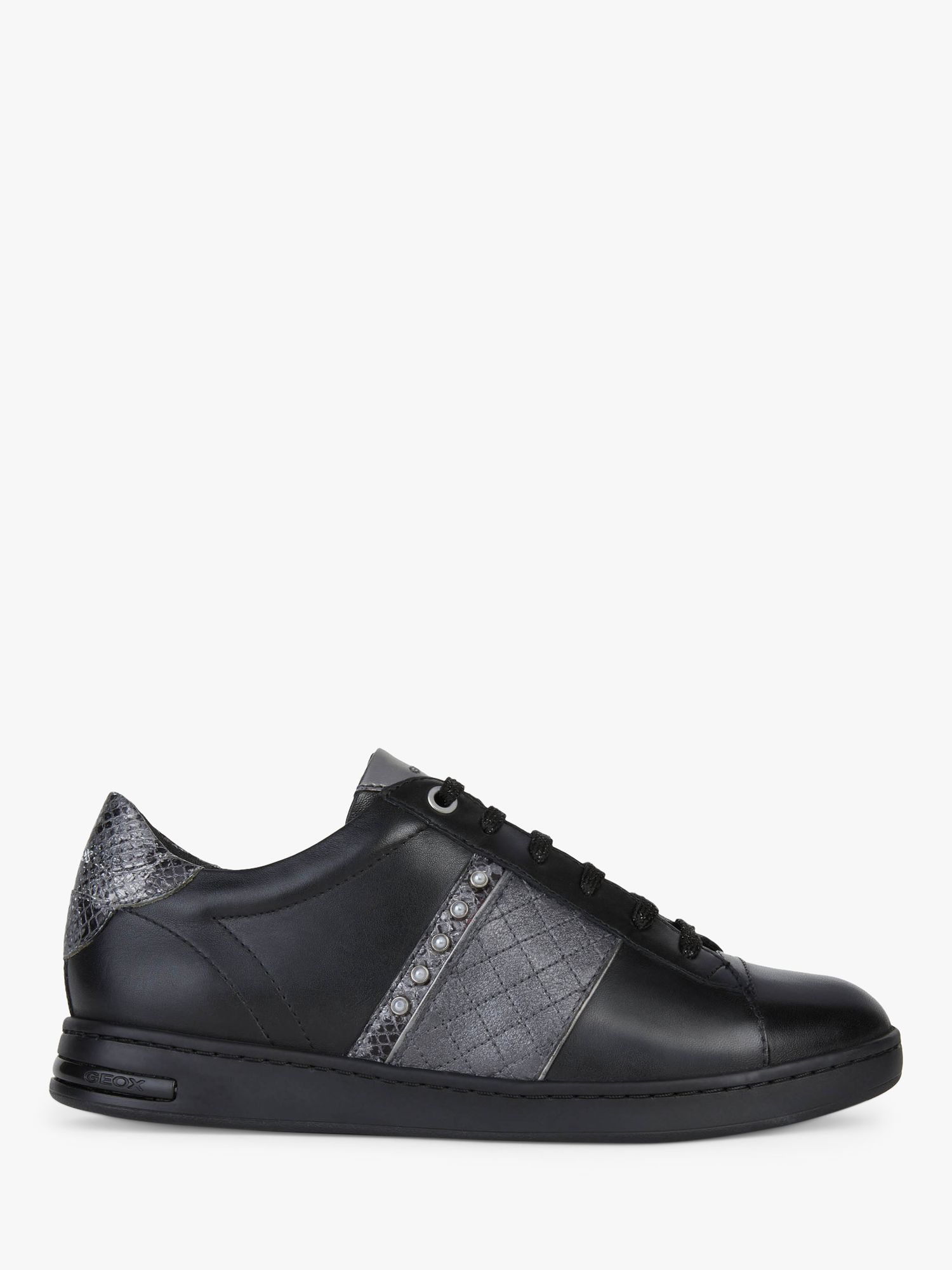 Geox Jaysen Leather Lace Up Trainers, Black John Lewis & Partners