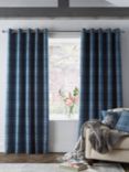 Laura Ashley Alfriston Pair Blackout Lined Eyelet Curtains, Dark Seaspray