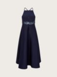 Monsoon Kids' Sequin Scuba Prom Dress, Navy