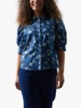 Lollys Laundry Bono Floral Bloom Print Puff Sleeve Shirt, Blue/Multi