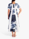chesca Abstract Print Midi Linen Dress, White/Navy