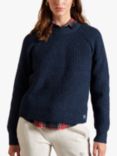 Superdry Tweed Ribbed Jumper, Deep Navy