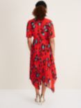 Phase Eight Kendall Animal Print Pleated Dress, Vermillion/Multi