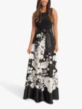 Gina Bacconi Jaimarie Floral Satin Dress, Black/White