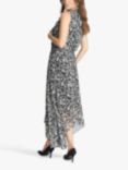 Gina Bacconi Dorina Floral Ruffle V Neck Maxi Dress, Black/White