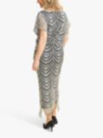 Gina Bacconi Arleen Blouson Metallic Maxi Dress, Silver