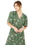 Yumi Daisy Print Midi Dress, Green/Multi