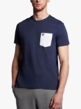 Lyle & Scott Relaxed Cotton Contrast Chest Pocket T-Shirt, Z629 Navy/White
