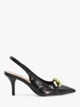 Dune Canary Leather Croc Slingback Court Shoes