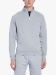 Farah Jim 1/4 Zip Slim Fit Organic Cotton Sweatshirt, Light Grey Marl