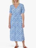 Pure Collection Spot Print V-Neck Midi Dress, Tonal Blue