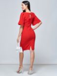Jolie Moi Beverly Bodycon Flared Sleeve Mini Dress, Red