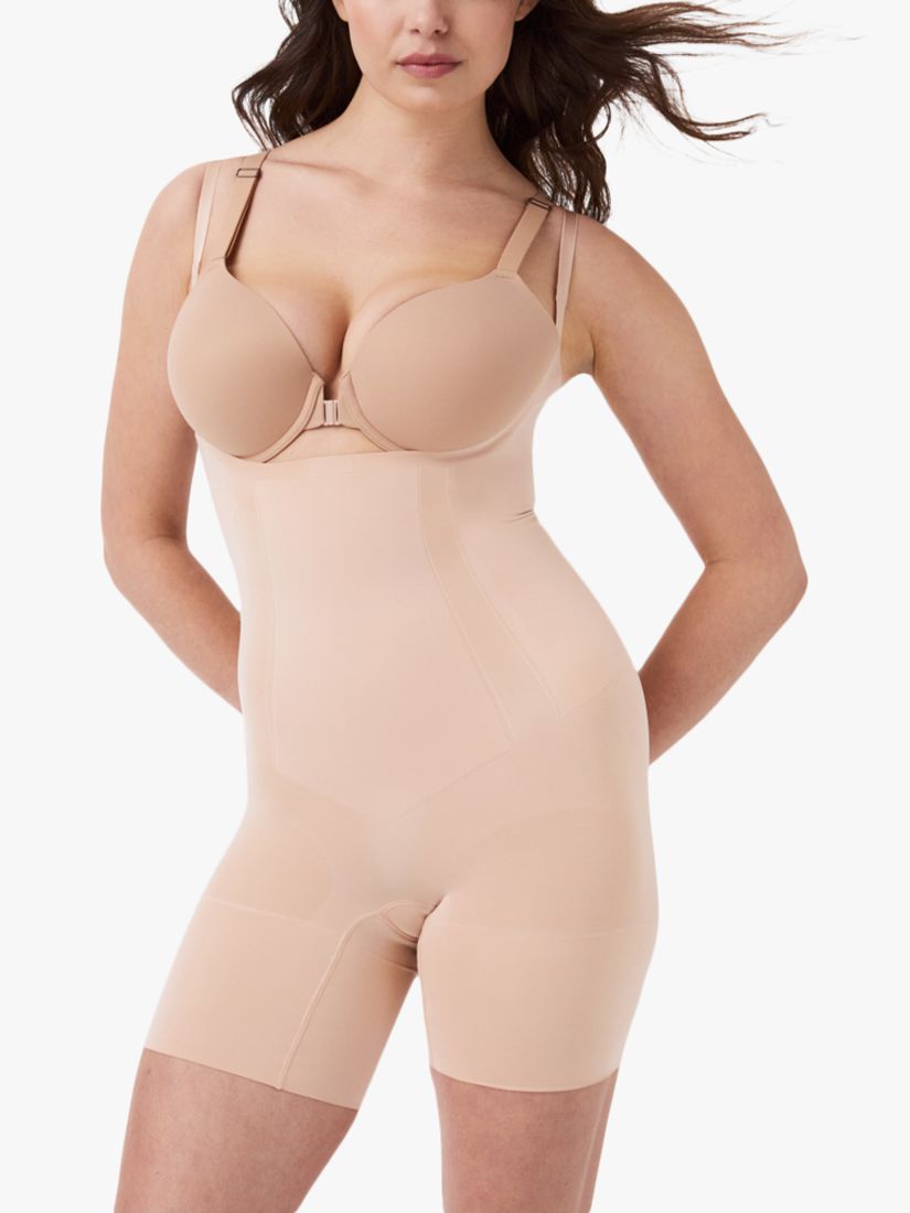 Spanx Firm Control Oncore Open Bust Mid-Thigh Bodysuit, Soft Nude at John  Lewis & Partners